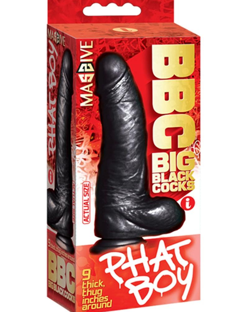 Falcon BBC Big Black Cock Phat Boy Realistic Dildo Black 10 Inch