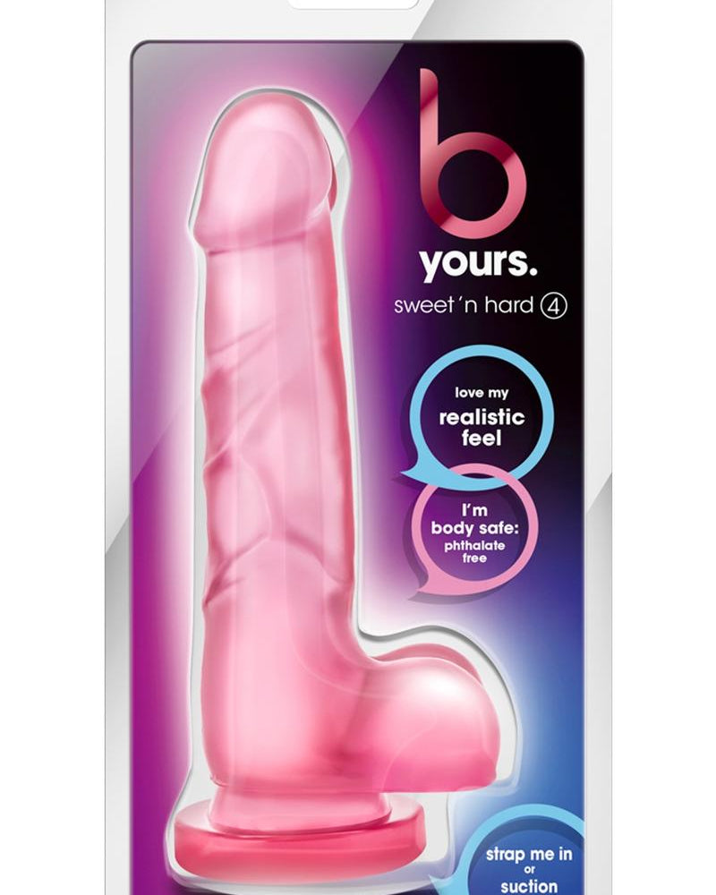 B Yours Sweet N Hard 04 Pene realista con bolas rosa de 7,7 pulgadas