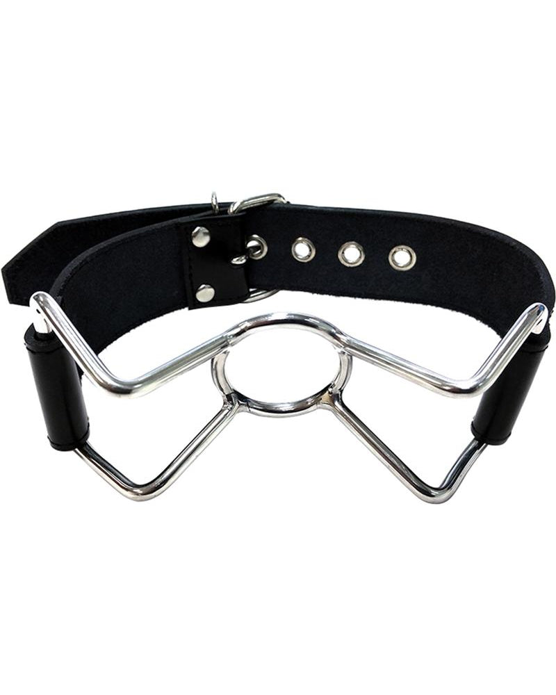 Mordaza de araña de cuero Rouge ajustable negra