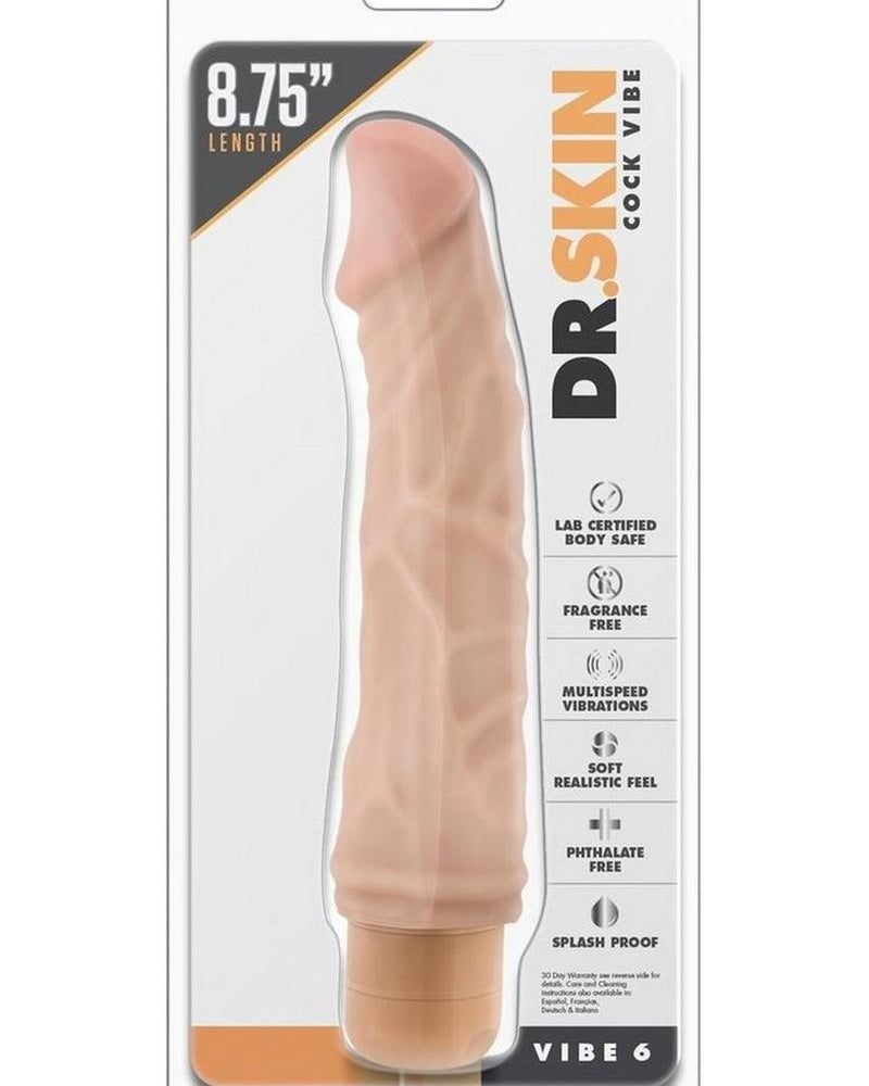Vibrador realista Dr. Skin Cock Vibe 06 a prueba de salpicaduras, natural, 8,75 pulgadas
