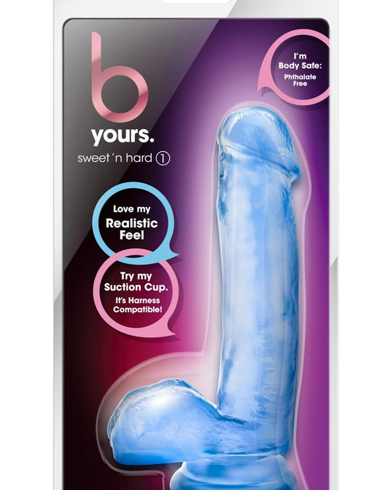 B Yours Sweet N Hard 01 Pene realista con bolas azul de 7 pulgadas