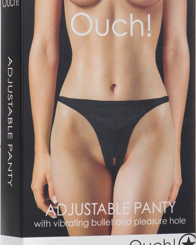 Ouch Adjustable Vibrating Panty With Bullet And Pleasure Hole Waterproof Black