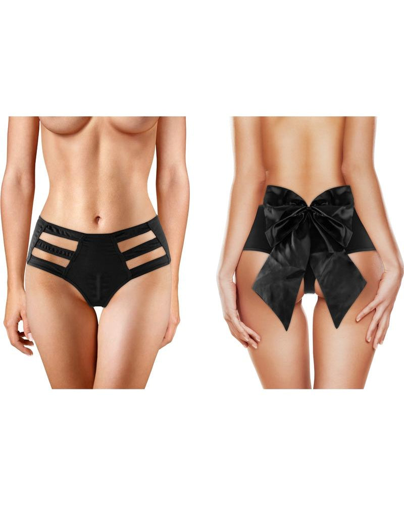 Ouch Sexy Bow Vibrating Panty With Wireless Remote Controlled Bullet And Bow Waterproof Black