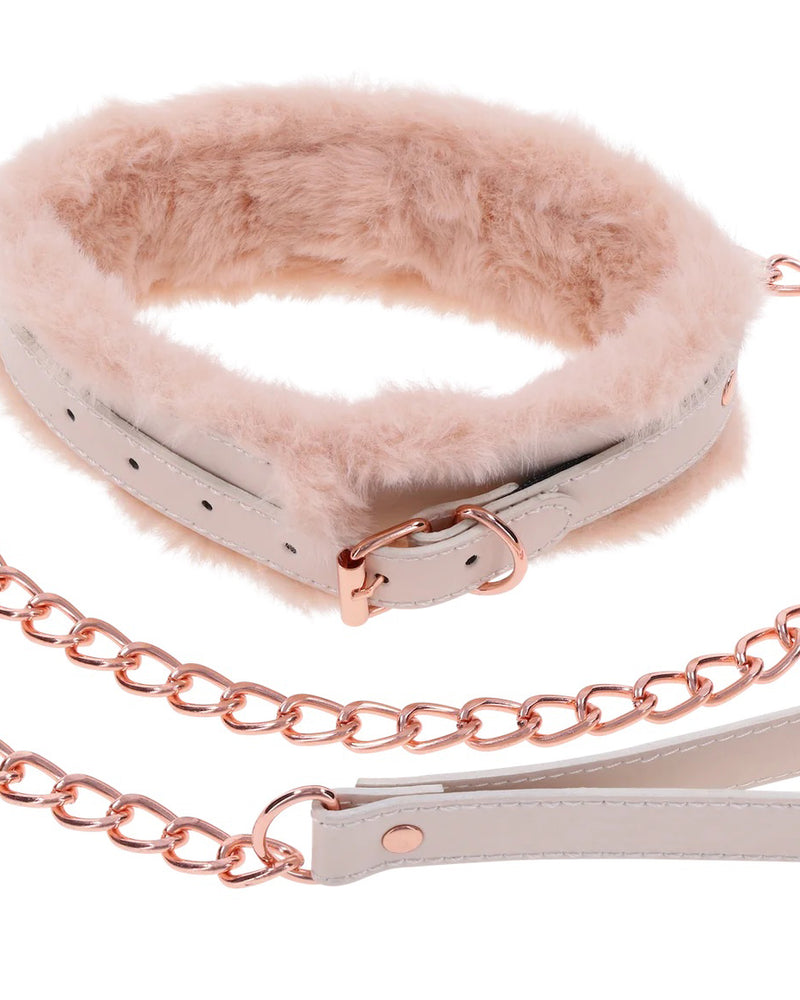 Peaches N Creame Fur Collar and Leash - Pink