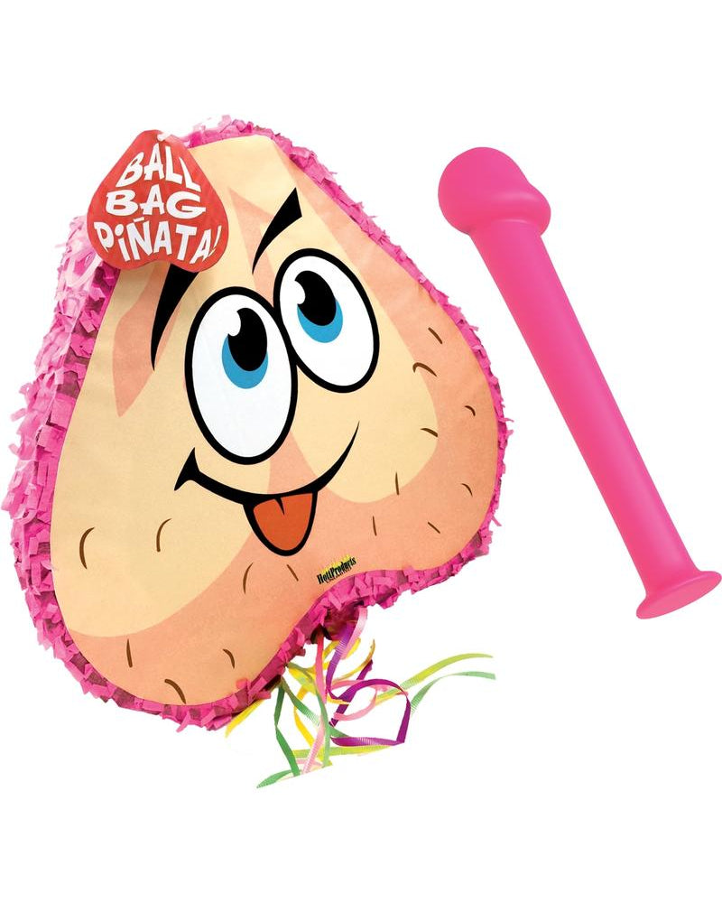 Piñata combinada de pelotas y bate de béisbol de Bachelorette en color rosa