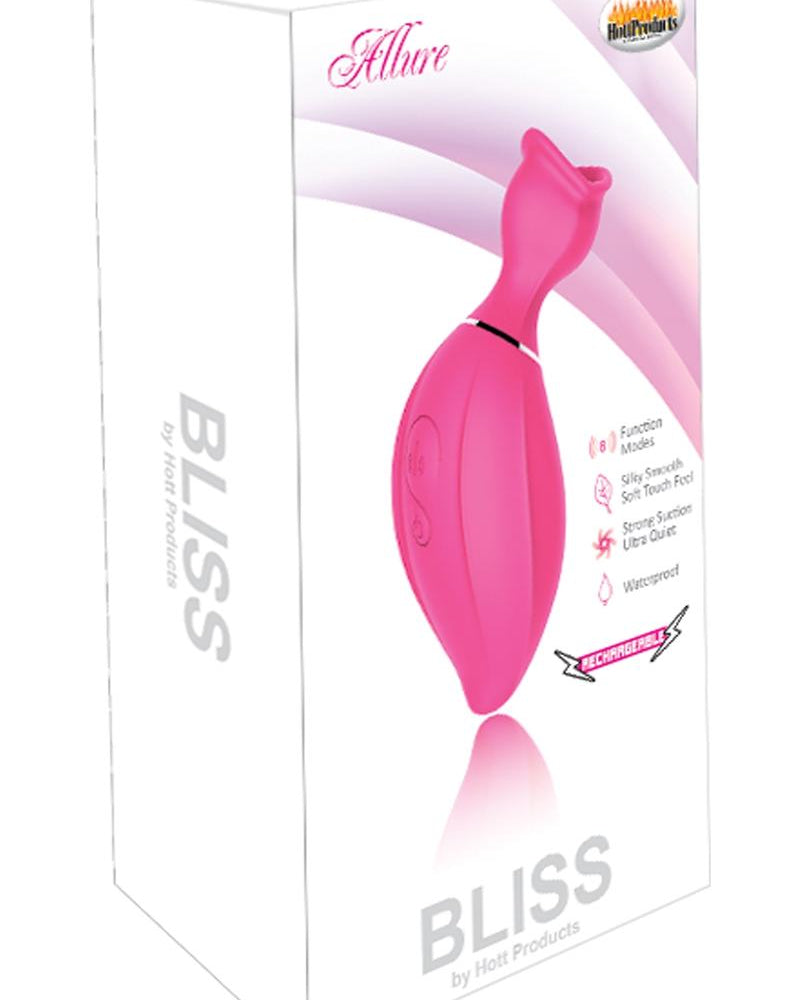 Vibrador de succión de clítoris recargable de silicona Bliss Allure resistente al agua color magenta