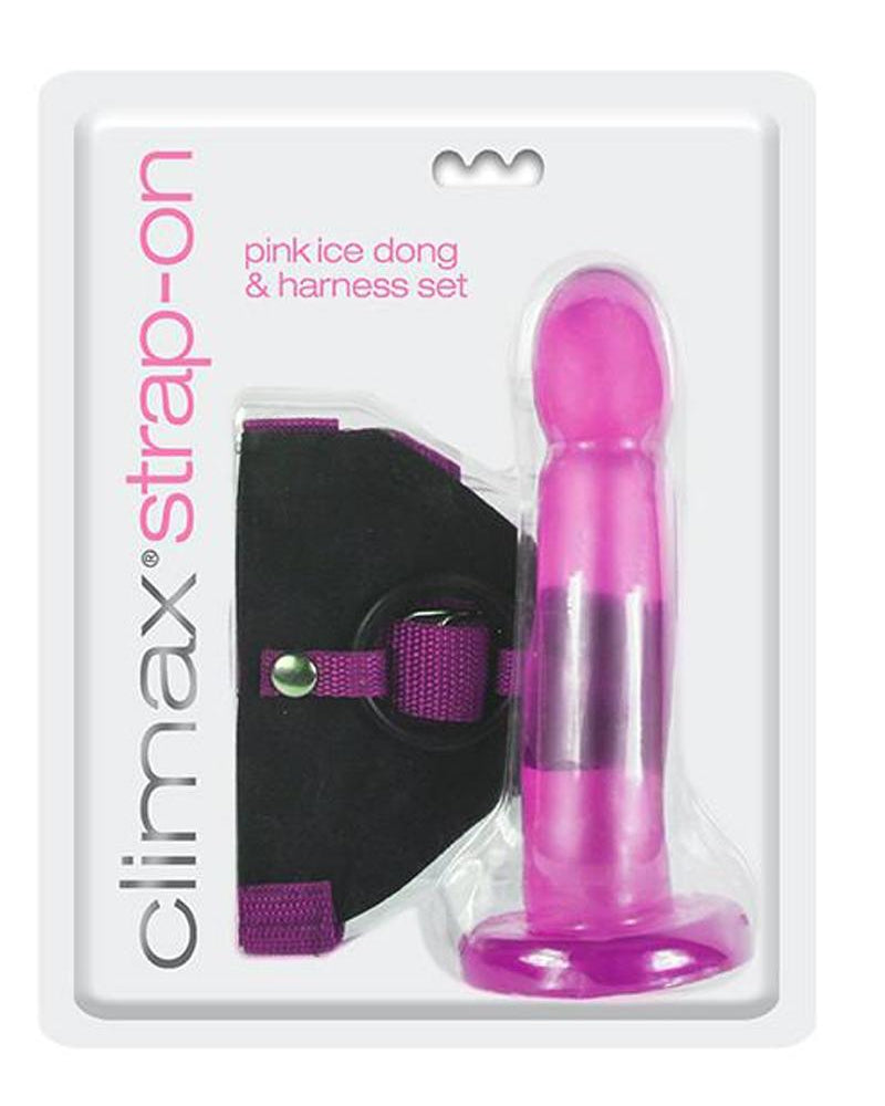 Climax Strap On Adjustable Harness Kit With Pink Ice Dong 6.5 Inch