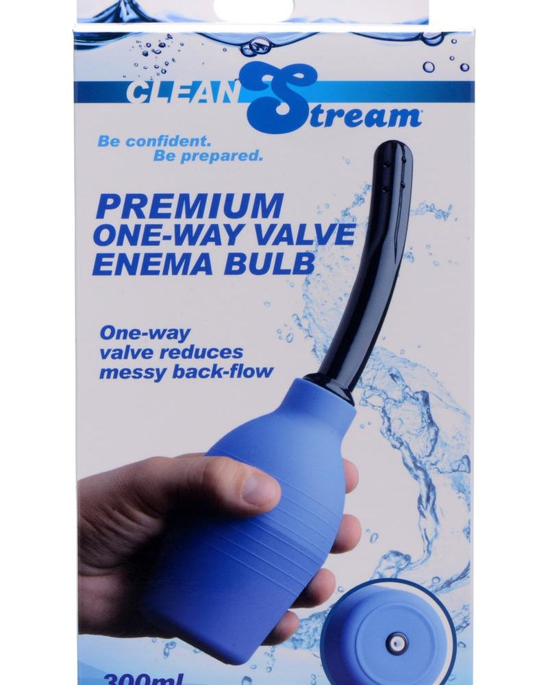 Pera para enema con válvula unidireccional Clean Stream Premium, color azul, 300 mililitros
