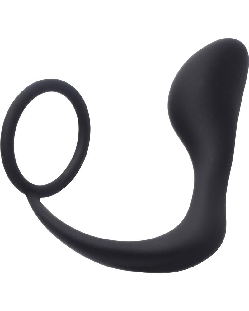 Estimulador de próstata y anillo para el pene Prostatic Play Explorer 2 de silicona color negro