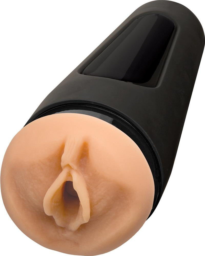 Masturbador masculino UltraSkyn Stroker de Sasha Grey, color negro y piel