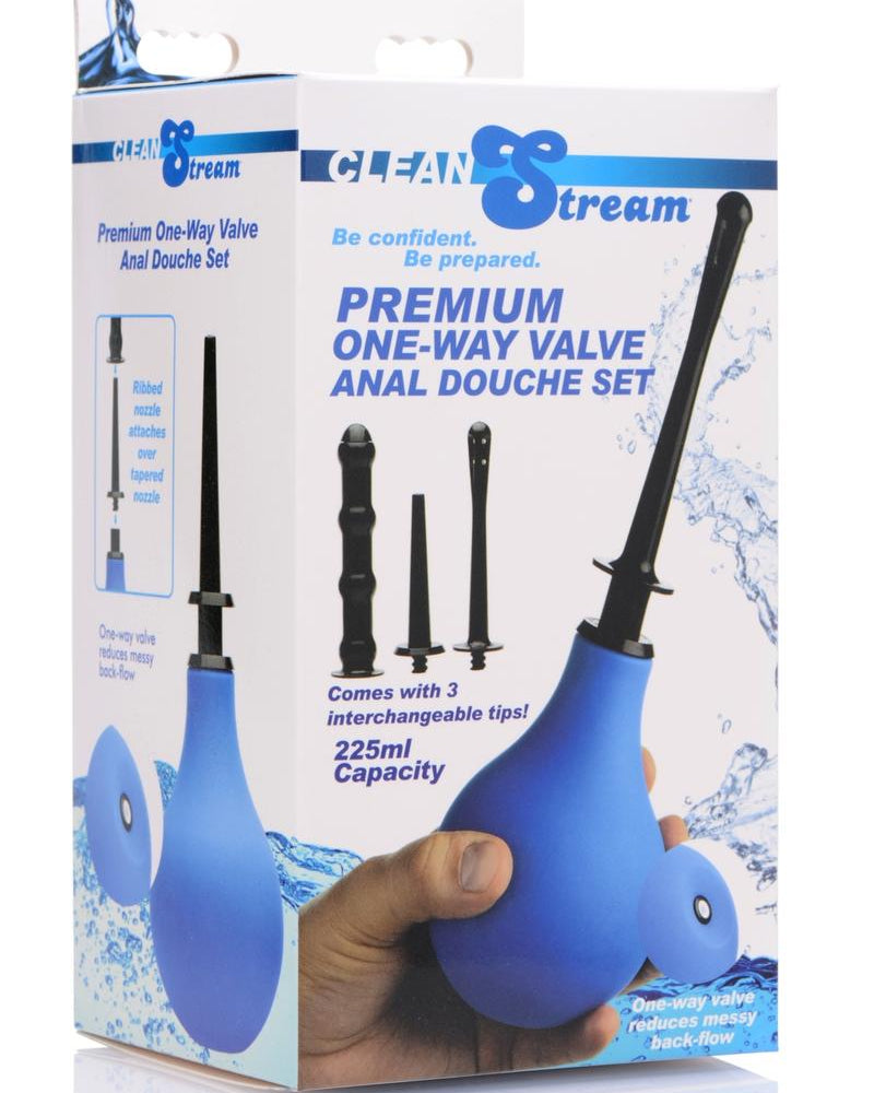 Juego de ducha anal unidireccional Clean Stream Premium azul