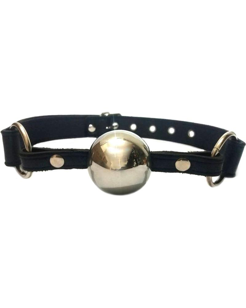 Rouge Adjustable Leather Ball Gag Black With Silver Ball
