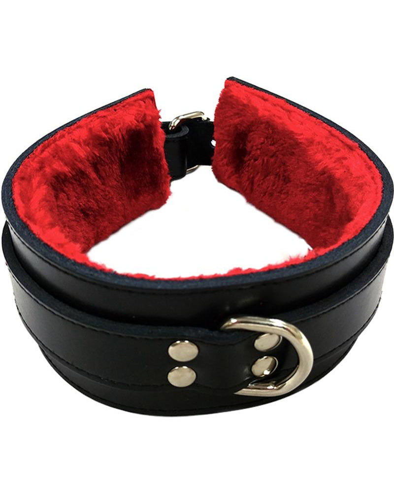Cuello de piel roja y negra de 16,5 pulgadas