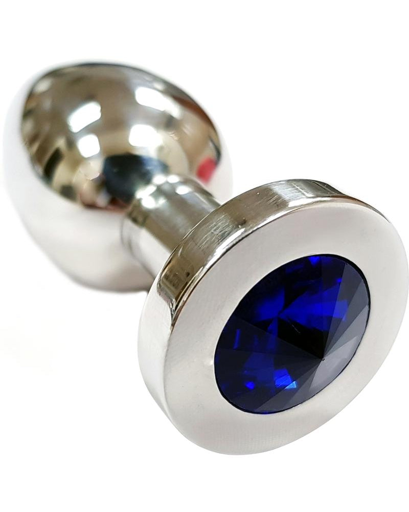 Rouge Jewelled Anal Butt Plug Medium Stainless Steel Royal Blue Jewel