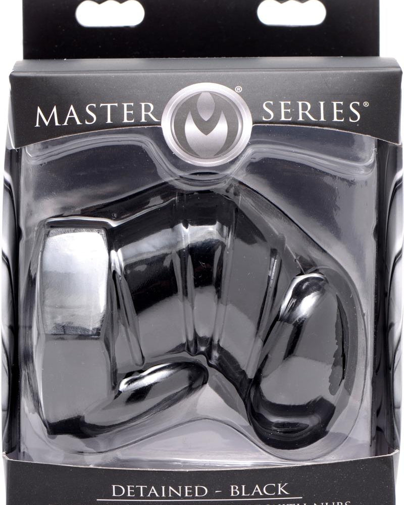 Master Series Detained Restrictive Chastity Cage With Nubs Black