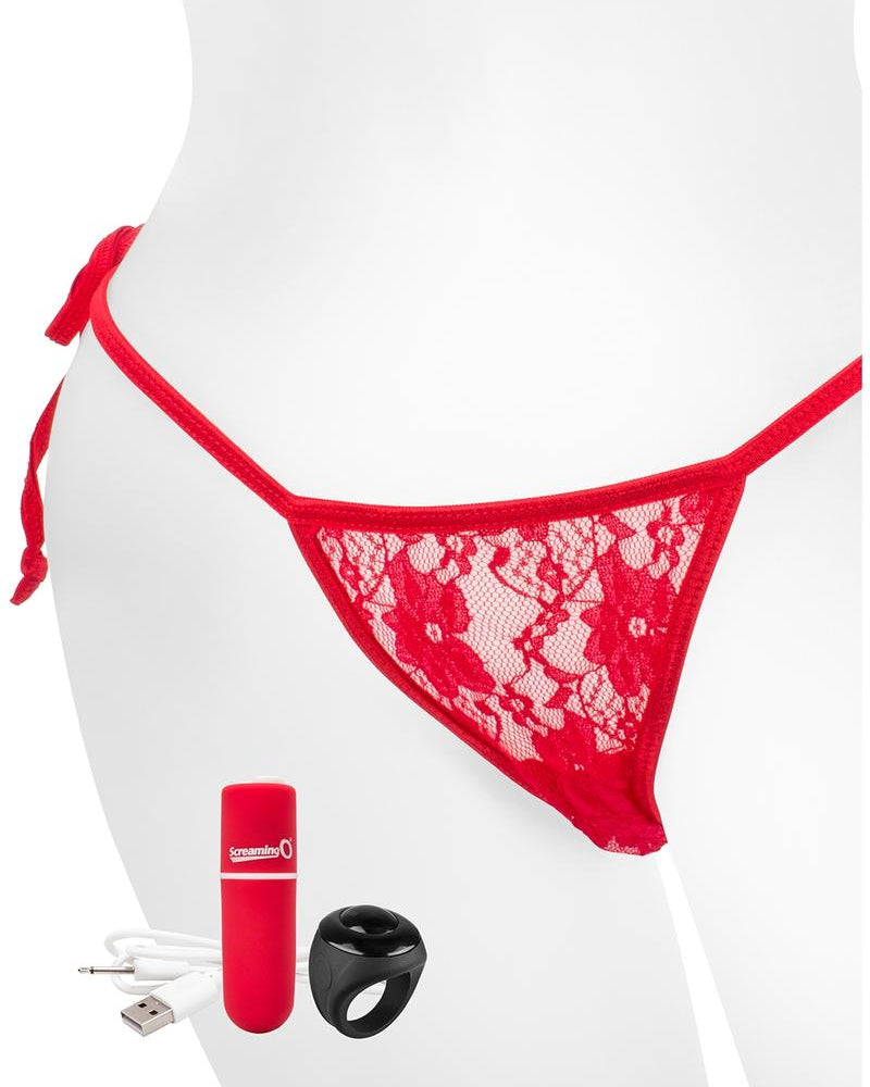 My Secret USB Rechargeable Vibrating Panty Set With Silicone Remote Control Ring Waterproof Red