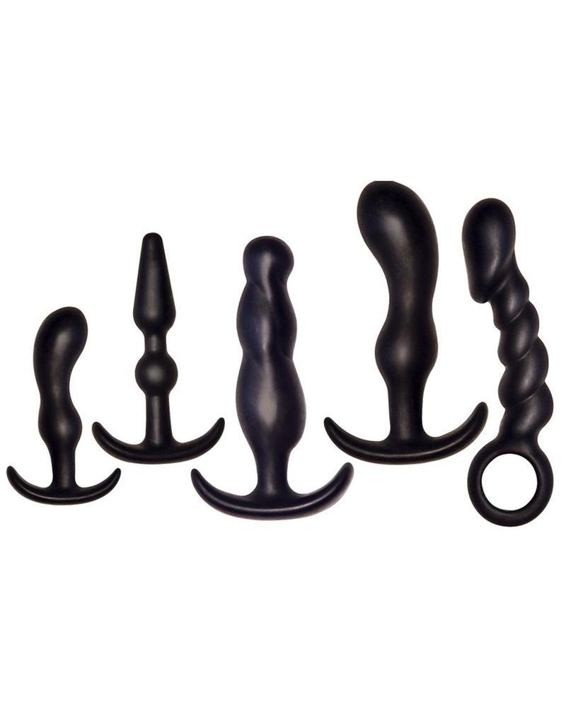 Kit anal Ultimate de silicona resistente al agua, color negro, 7 piezas