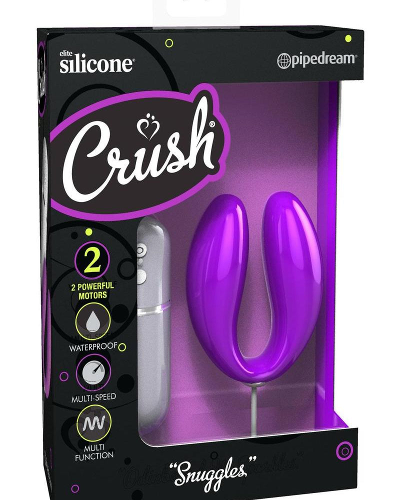 Vibrador para parejas con control remoto de silicona Crush Snuggles, resistente al agua, color morado