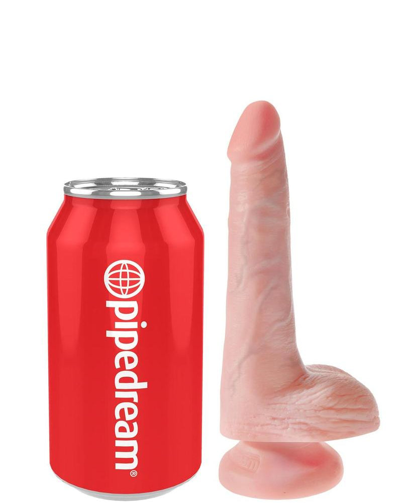 King Cock - Dildo With Balls / Suction - 6"  Black/Brown/Flesh/Tan/Clear/