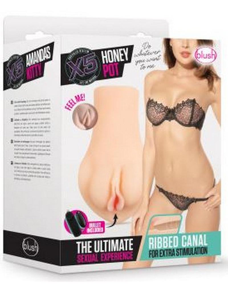 Masturbador vaginal realista X5 Honey Pot con bala vibradora beige de 6,5 pulgadas