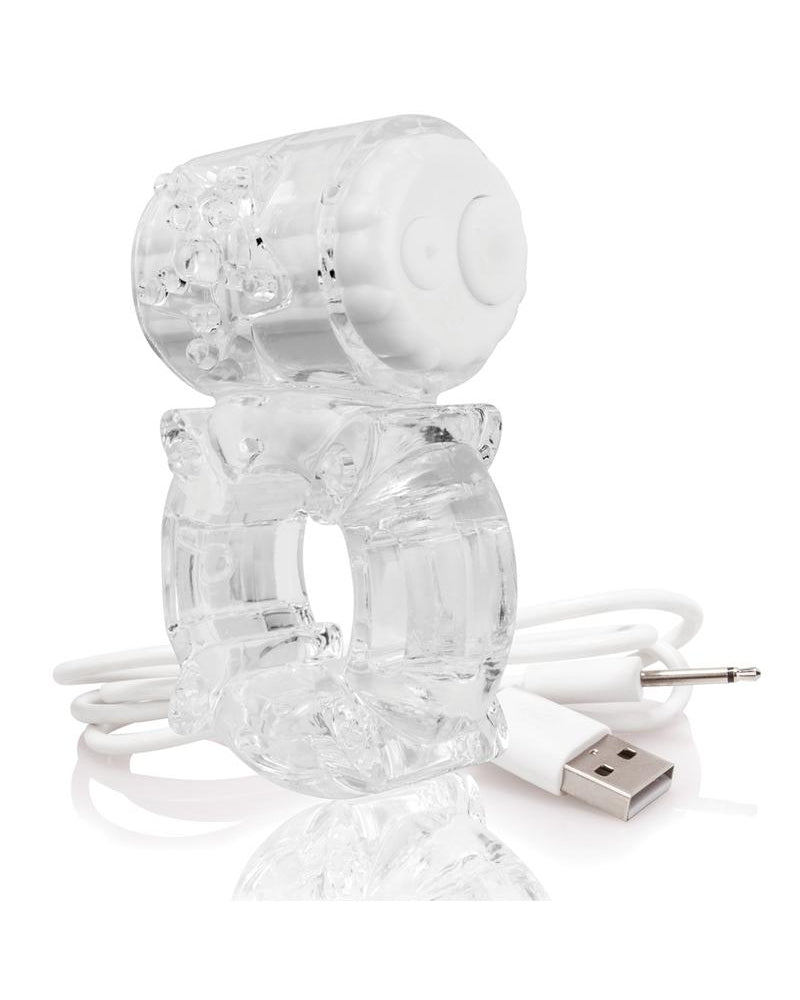 Charged BigO Rechargeable Vibe Ring Waterproof Cockring Clear
