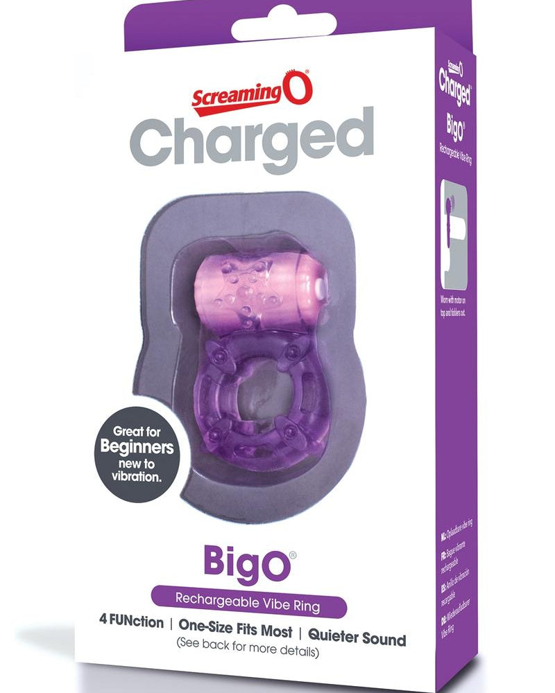 Charged BigO Rechargeable Vibe Ring Waterproof Cockring Purple