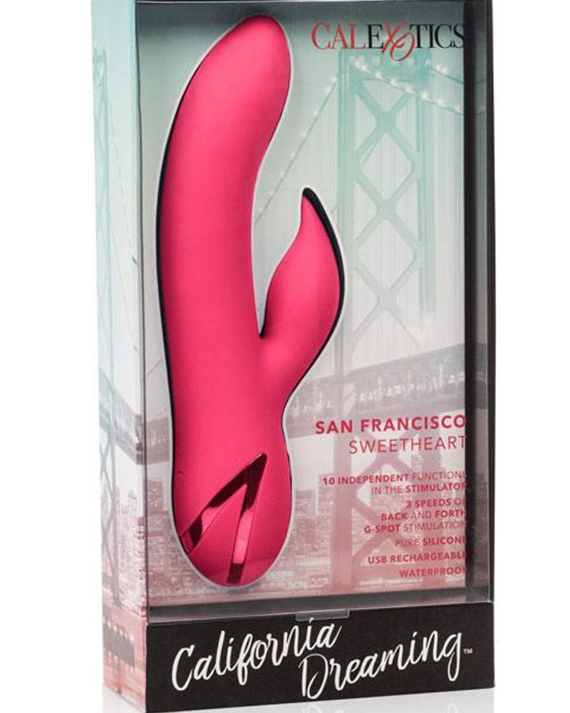 Vibrador multifunción recargable por USB de silicona California Dreaming San Francisco Sweetheart, resistente al agua, color rosa