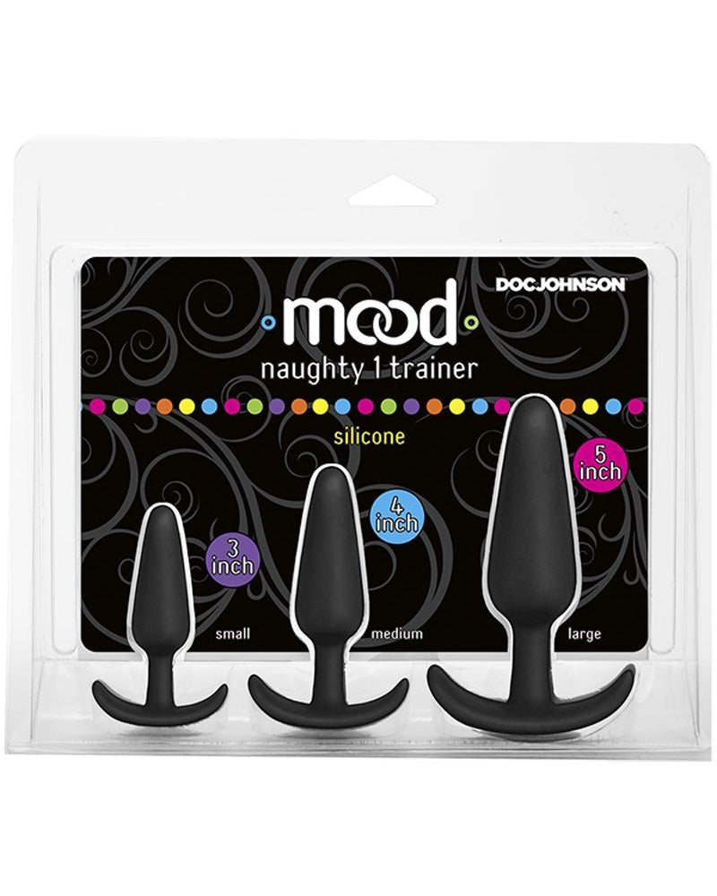 Mood Naughty 1 Trainer Silicone Anal Plug Kit 3 Sizes Black