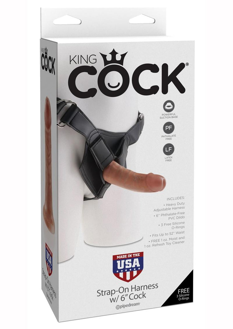 Arnés con correa King Cock con kit para pene, color tostado, 6 pulgadas
