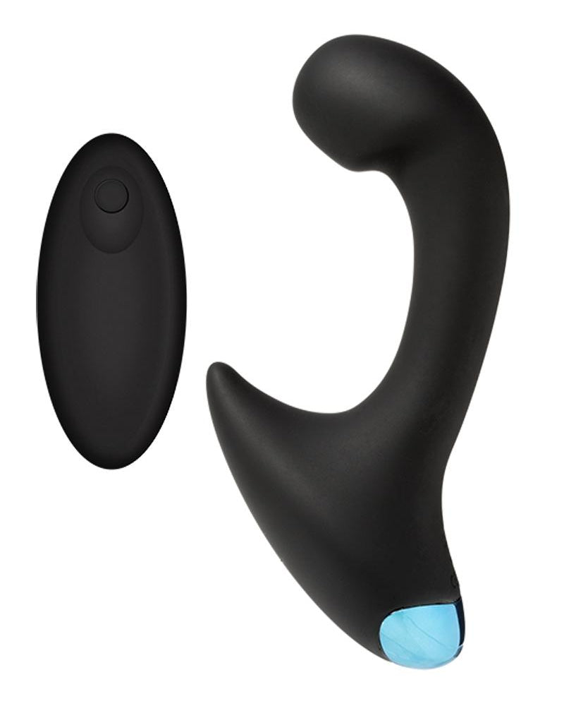 Estimulador de próstata OptiMale P-Curve de silicona recargable por USB con control remoto inalámbrico, resistente al agua, color negro, 5,5 pulgadas