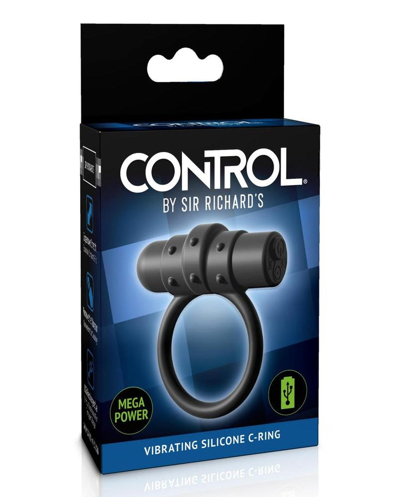 Sir Richards Control Vibe Cock Ring Silicone Rechargeable Waterproof Black