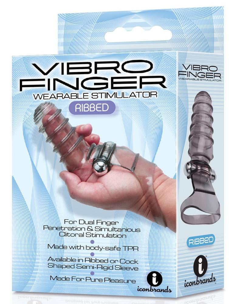 Vibro finger Wearable Stimulator Ribbed Smoke
