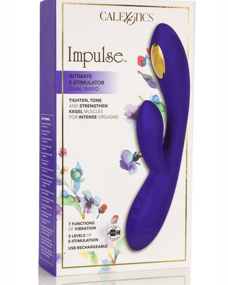 Estimulador íntimo Impulse de doble varita de silicona, recargable, resistente al agua, morado