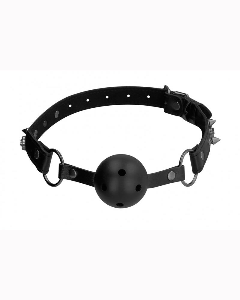 Ouch! Skulls And Bones Breathable Ball Gag Leather Black