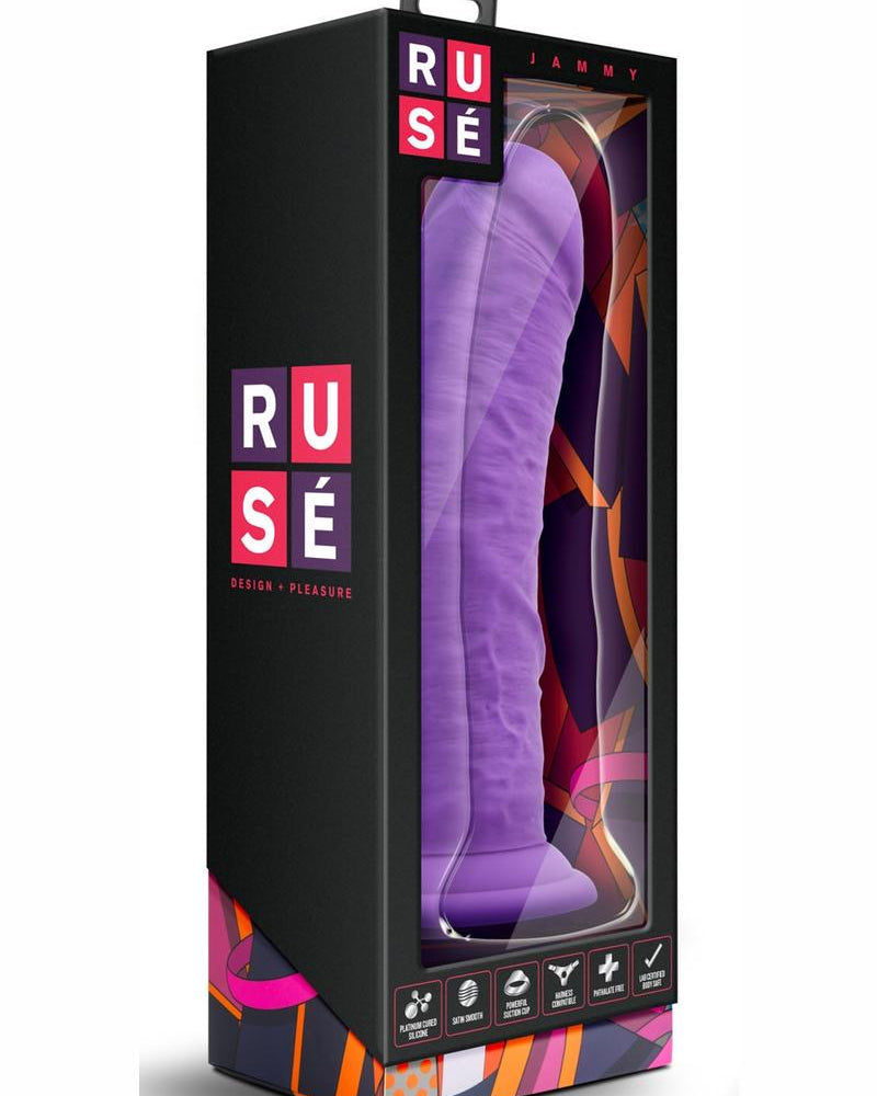 Consolador realista de silicona Ruse Jammy morado de 8 pulgadas