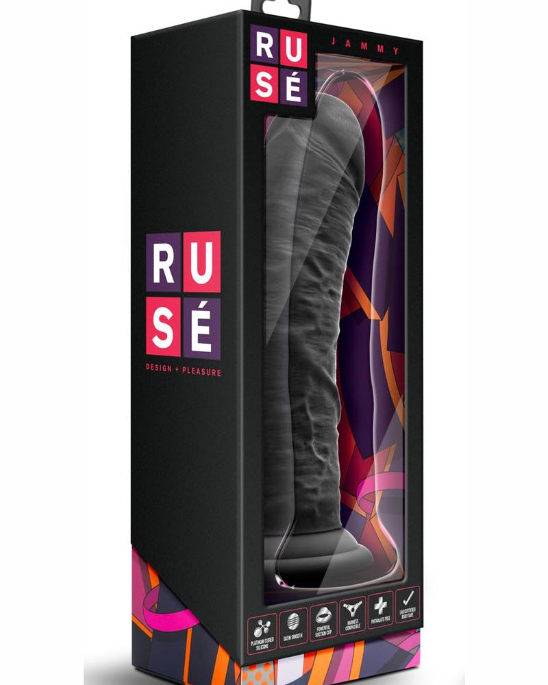 Consolador realista de silicona Ruse Jammy de 8 pulgadas, color negro