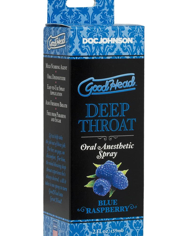 GoodHead Deep Throat Oral Anesthetic Spray Blue Raspberry 2 Ounce