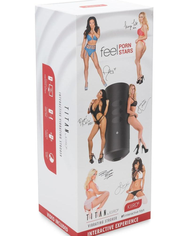 Masturbador vibrador interactivo para hombres Kiiroo Titan Feel Pornstars de 8,7 pulgadas, color negro