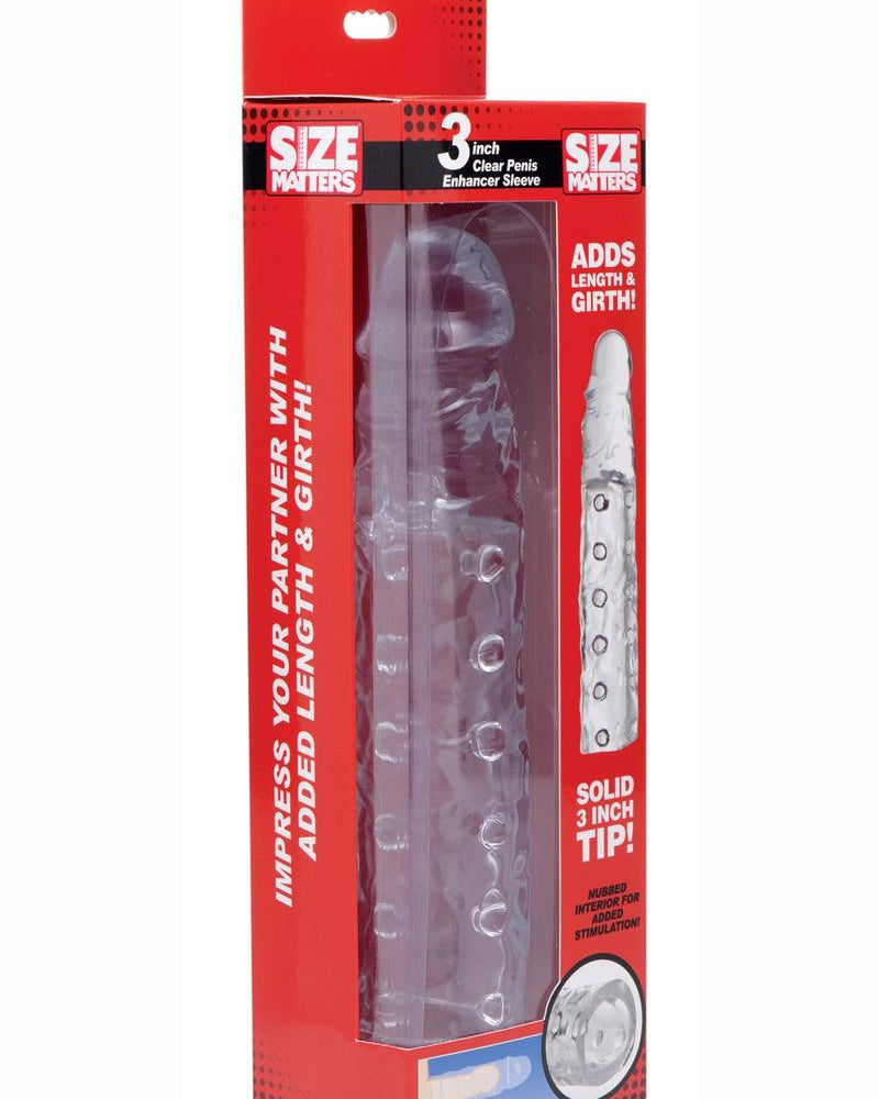 Funda para agrandar el pene Size Matters de 3 pulgadas, transparente, 8,5 pulgadas