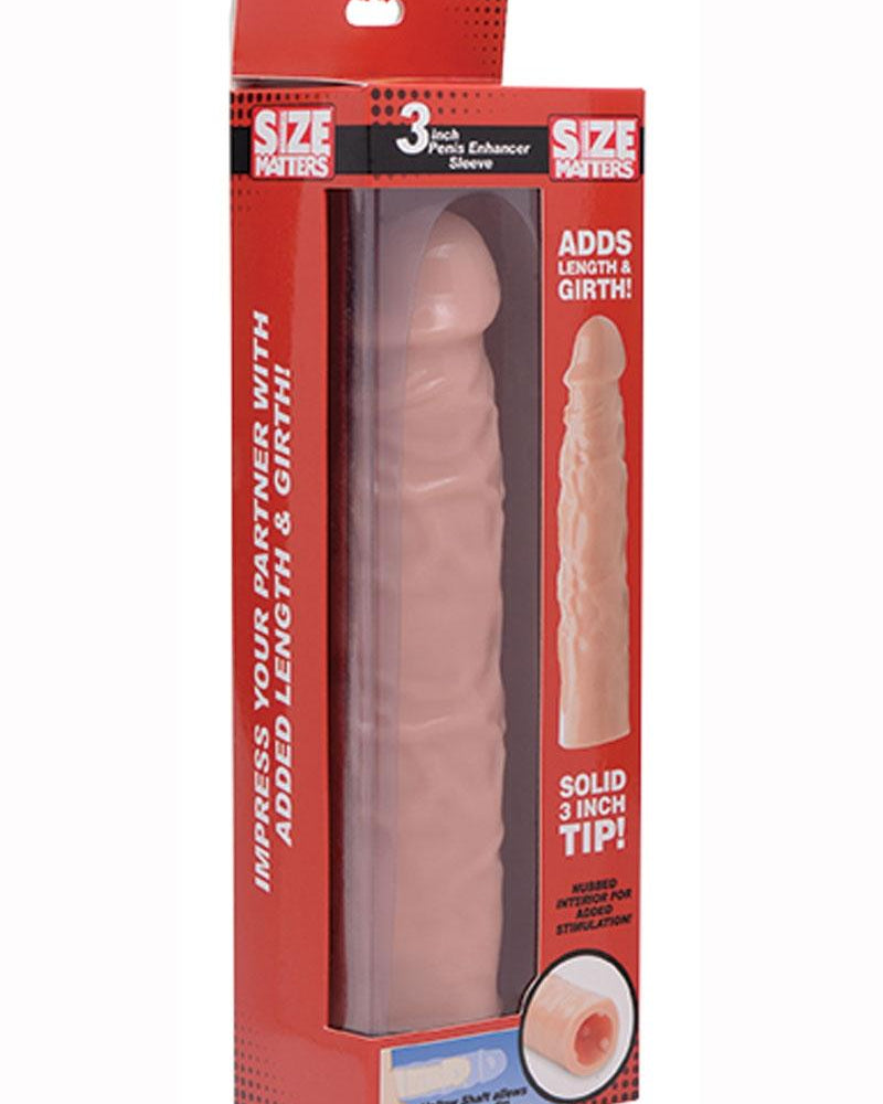 Funda para agrandar el pene Size Matters de 3 pulgadas, color carne, 8,5 pulgadas
