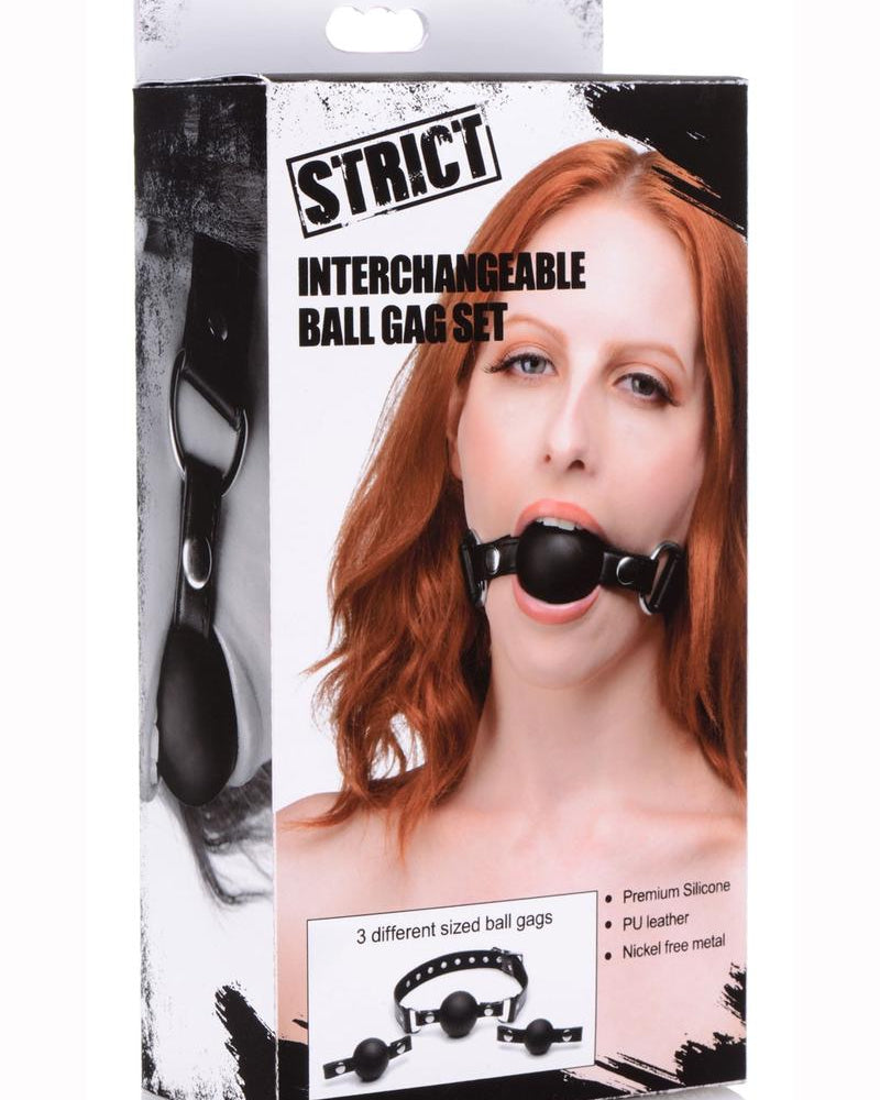 Strict Silicone Interchangeable Ball Gag Set Black