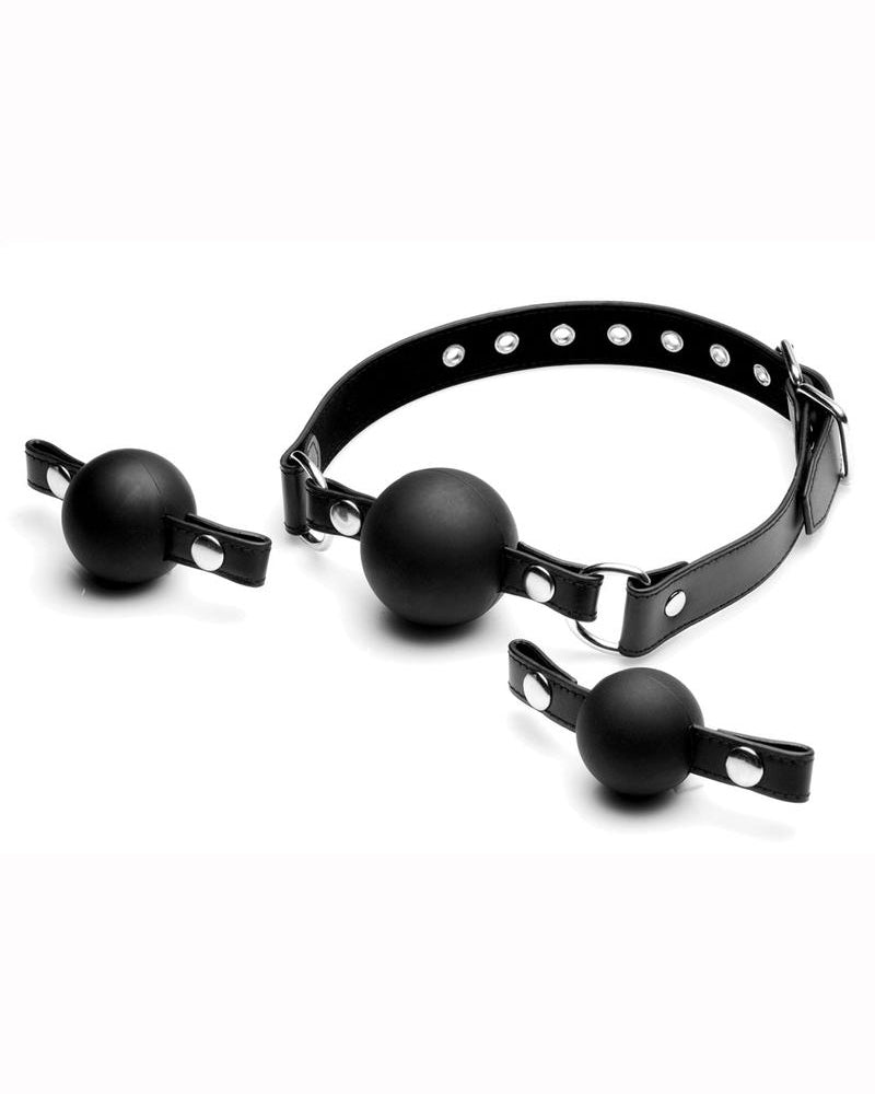 Strict Silicone Interchangeable Ball Gag Set Black