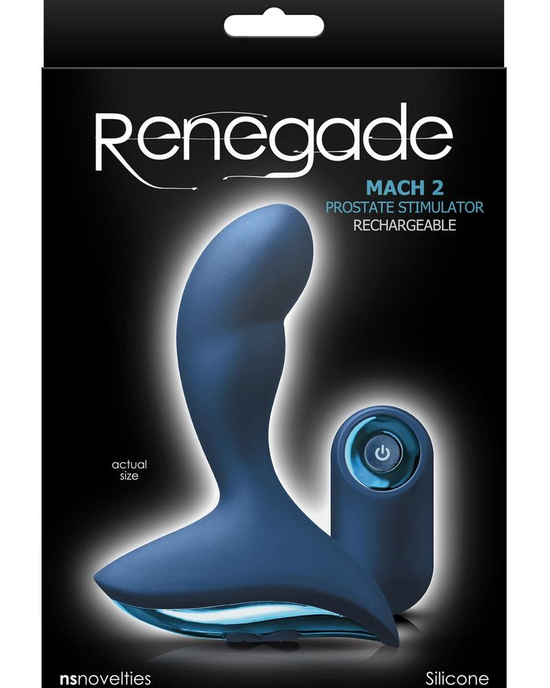 Estimulador anal de próstata Renegade Mach Ii Blue con control remoto de silicona, recargable, resistente a la ducha