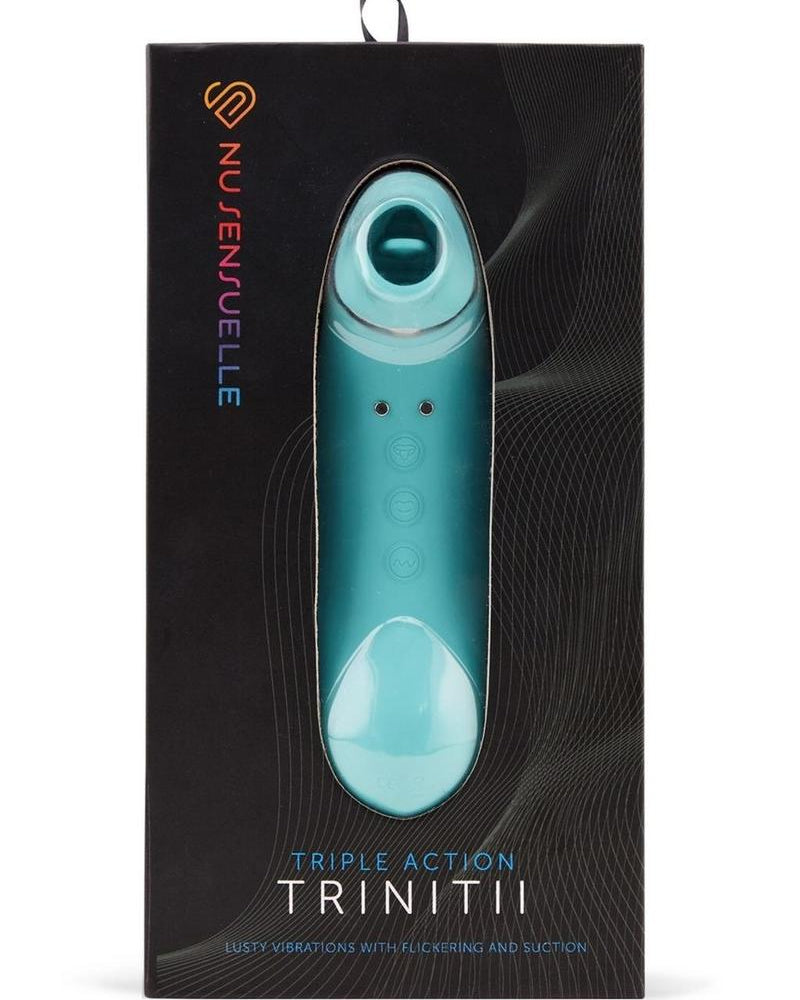 Sensuelle Trinitii Suction Tongue Vibrator Rechargeable Multi Speed Electric Blue