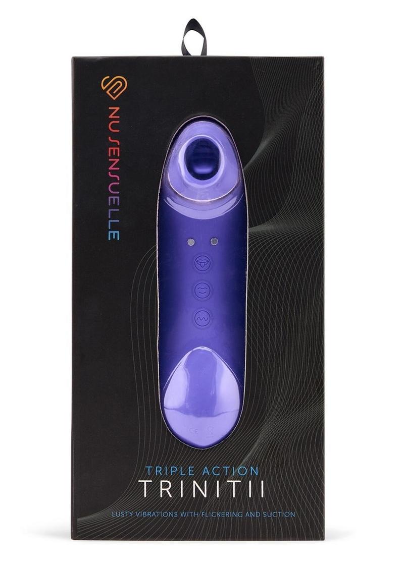 Vibrador de lengua con succión Sensuelle Trinitii recargable con múltiples velocidades y luz ultravioleta
