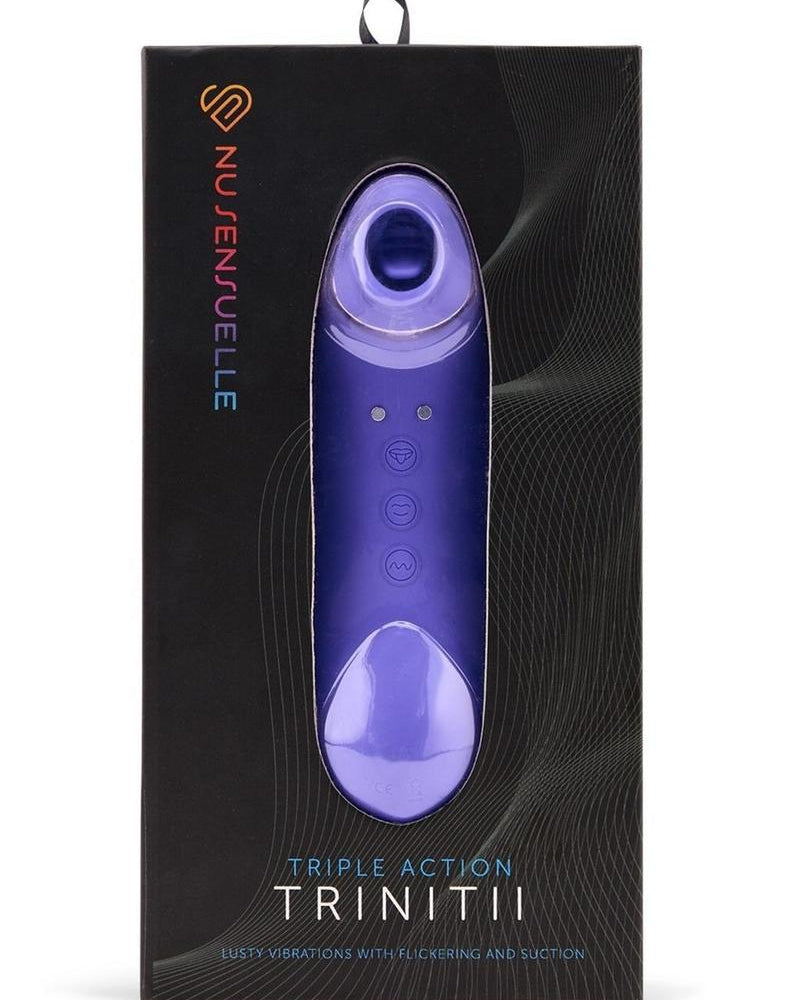 Sensuelle Trinitii Suction Tongue Vibrator Rechargeable Multi Speed Ultra Violet