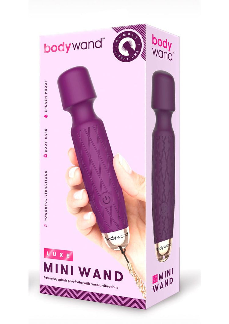 Masajeador de vibración potente Bodywand Luxe Mini Wand a prueba de salpicaduras morado