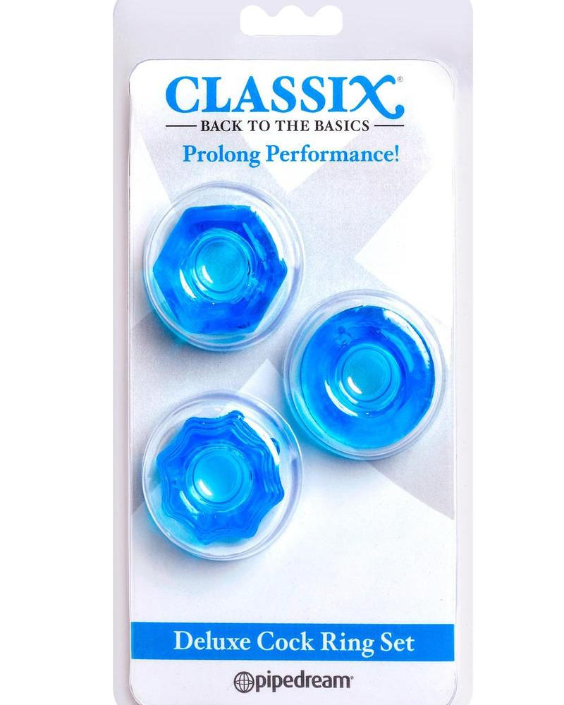 Classix Deluxe Cock Ring Set Blu