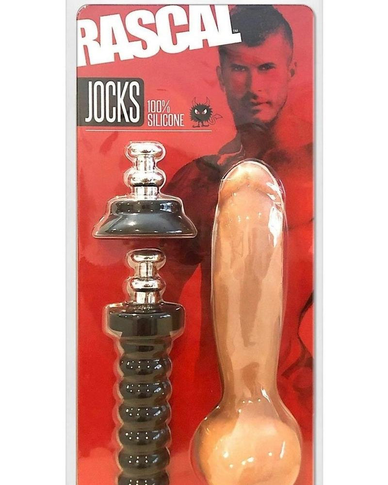 Consolador de silicona Rascal Jock Adam de 8 pulgadas con mango de silicona o base con ventosa color carne