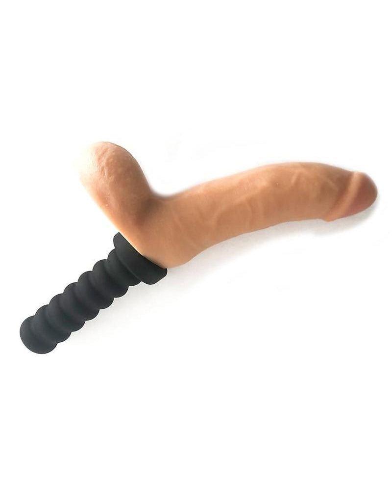 Consolador de silicona Rascal Jock Adam de 8 pulgadas con mango de silicona o base con ventosa color carne